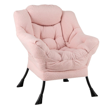 Fauteuil inclinable rose avec accoudoirs, poche latérale et repose-pieds