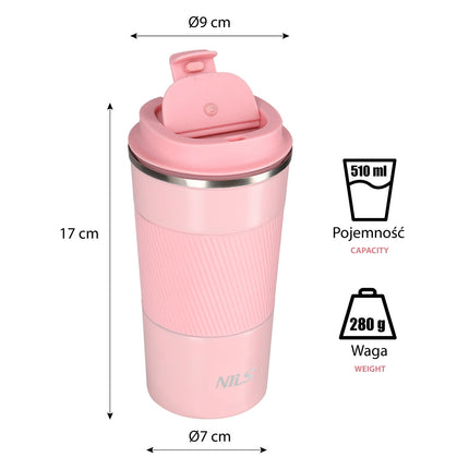 Tasse isotherme rose - Isotherme, anti-fuite, 9 oz