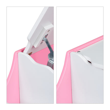 Coffre à jouets rose avec deux cygnes