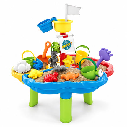 Pirate Water Play Table for Kids with 3 Compartments, 25-Piece Accessory Set
