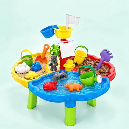 Pirate Water Play Table for Kids with 3 Compartments, 25-Piece Accessory Set