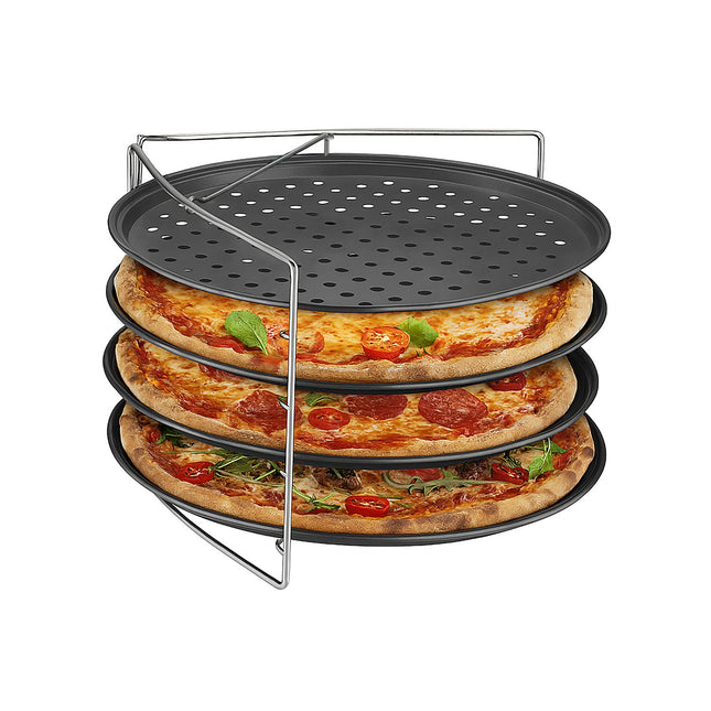 Ensemble de plaques à pizza avec grille - antiadhésives et perforées