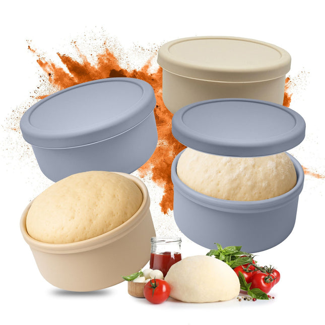 Set de bacs de fermentation pour pâte à pizza avec couvercles - lot de 4