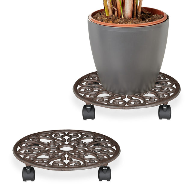 Ensemble de bacs à plantes à roulettes - Fonte, lot de 2