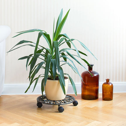 Support à plantes à roulettes, lot de 2 - Fonte