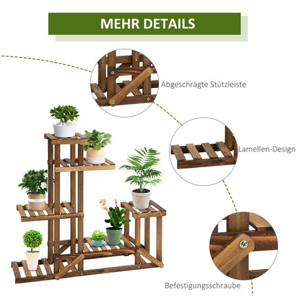 Pflanzregal aus Massivholz – 6-stöckiger Blumenständer für den Garten