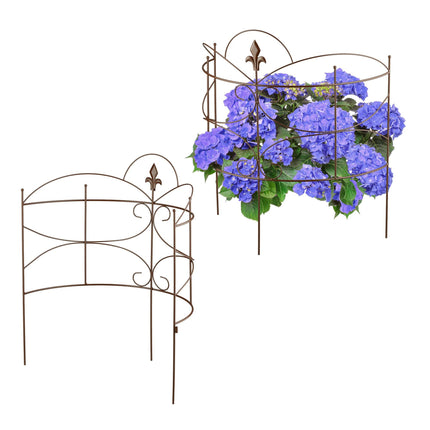 Tuteurs pour plantes, 2 pièces en fer, motif fleur de lys