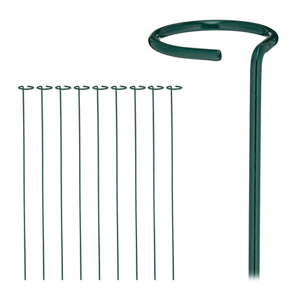 Tuteurs pour plantes avec anneau, lot de 10 tuteurs métalliques