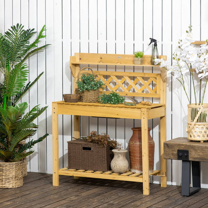 Ausziehbarer Gartenholztisch mit Spüle und Stauraum