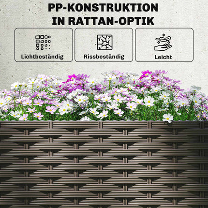 Pflanzkasten-Set mit Rankgitter, Zeitschaltuhr, Drainage, 80x40x136 cm