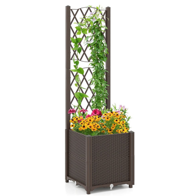 Jardinière avec treillis, auto-arrosante, 40x40x140 cm