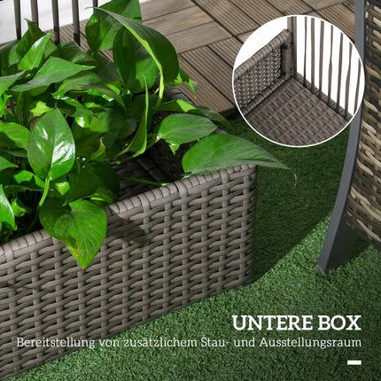 Pflanzkasten mit Spalier, wetterfest, Polyrattan, 103x29x103 cm, Grau