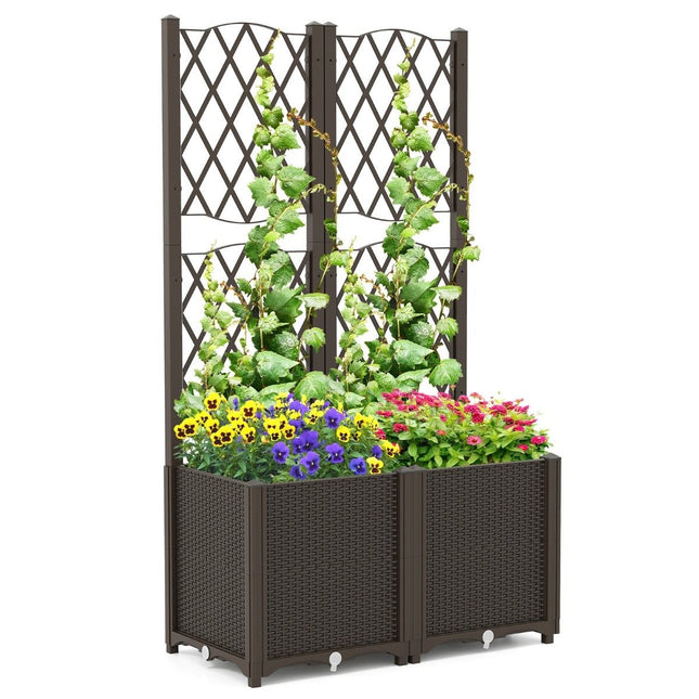 Jardinière avec treillis pour plantes grimpantes, 80 x 40 x 140 cm