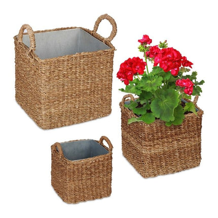 Pflanzkorb mit Zinkschale 3er Set
