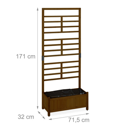 Jardinière avec mur en treillis marron