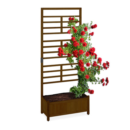 Jardinière avec mur en treillis marron