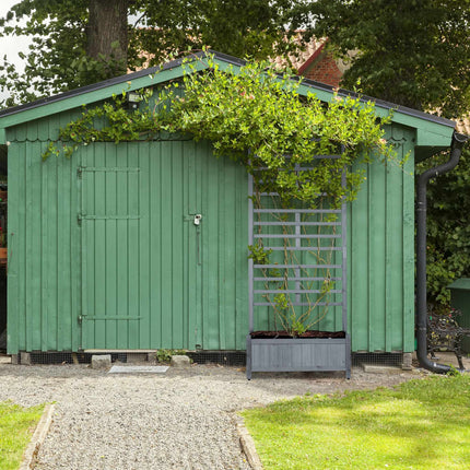 Pflanzkasten mit Spalierwand in Grau