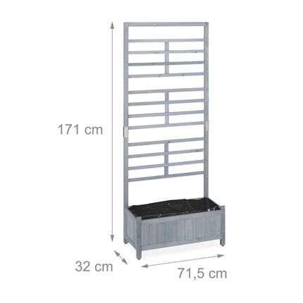 Pflanzkasten mit Spalierwand in Grau