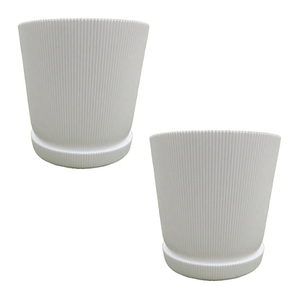 Pots de fleurs avec soucoupes, lot de 2, intérieur/extérieur