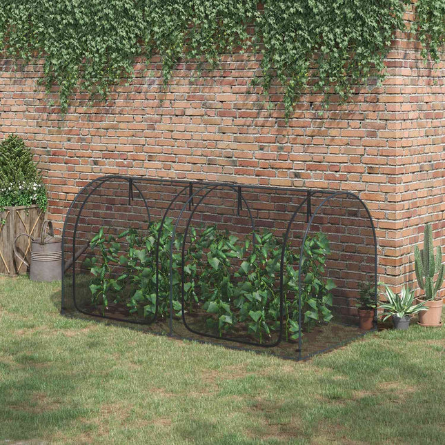 Filet de protection des plantes 2,5 x 1,2 m, filet de protection contre les légumes avec porte, cadre en acier, filet à légumes coupe-vent, maille fine de jardin, filet de protection contre les insectes avec sac de transport, filet de jardin pour plant