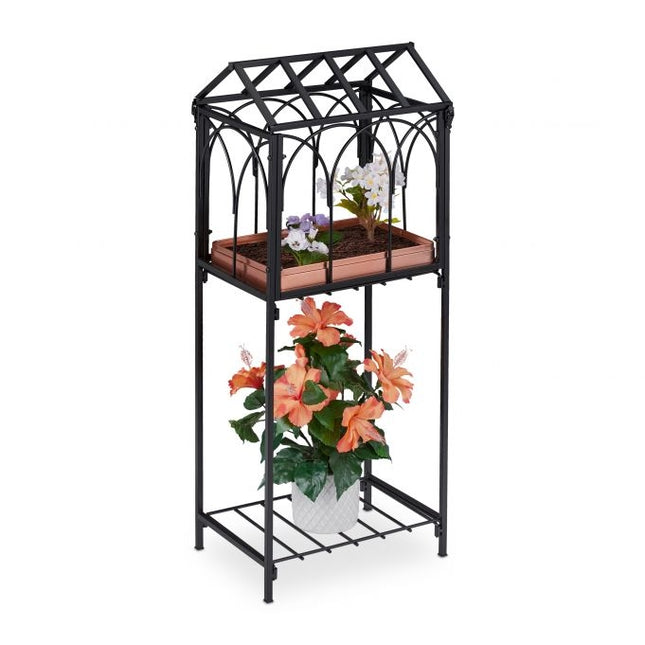Support à plantes en métal avec toit