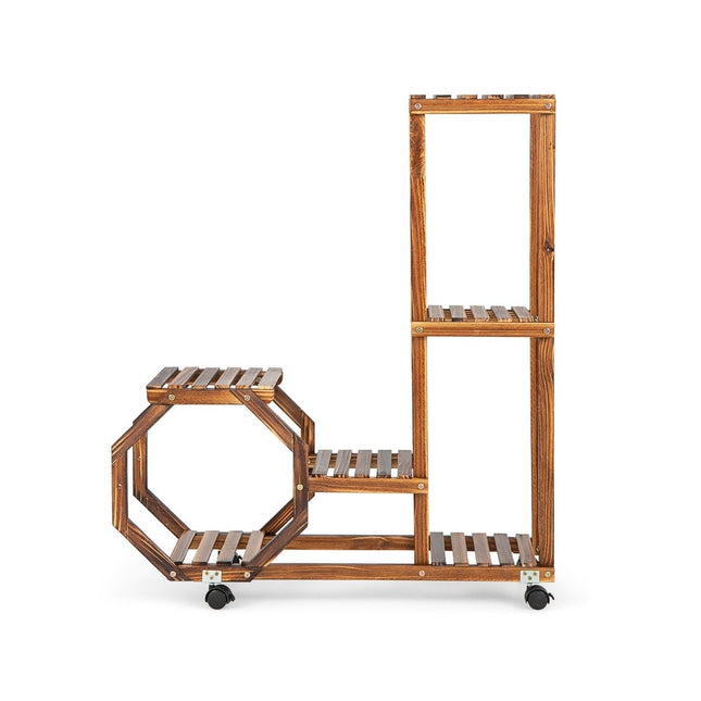 Support pour plantes avec roulettes verrouillables et amovibles 107 x 29 x 74 cm naturel