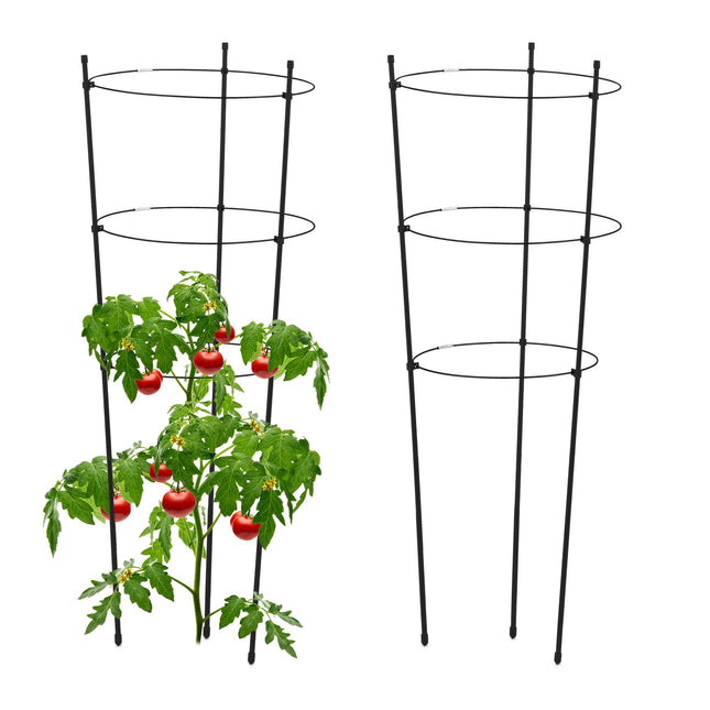 Support pour plantes 76 cm noir, lot de 2
