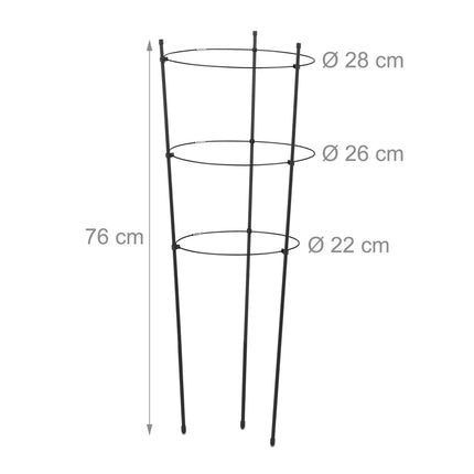 Pflanzenstütze 76 cm schwarz, 6er Set