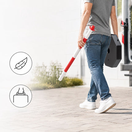 Absperrpfosten aus Kunststoff mit Kette, rot/weiß – 10er-Pack