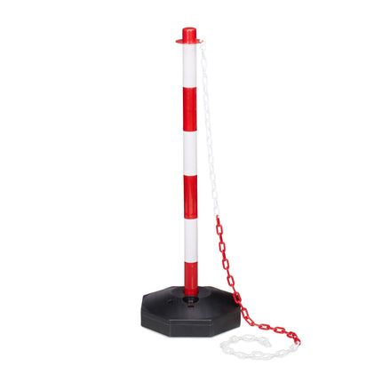 Absperrpfosten aus Kunststoff mit Kette, rot/weiß – 10er-Pack