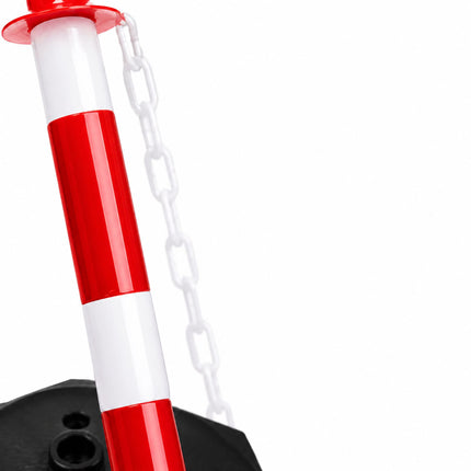Absperrpfosten aus Kunststoff mit Kette, rot/weiß – 10er-Pack