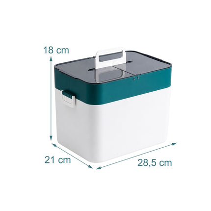 Medikamenten-Aufbewahrungsbox aus Kunststoff, 4 Fächer, Weiß