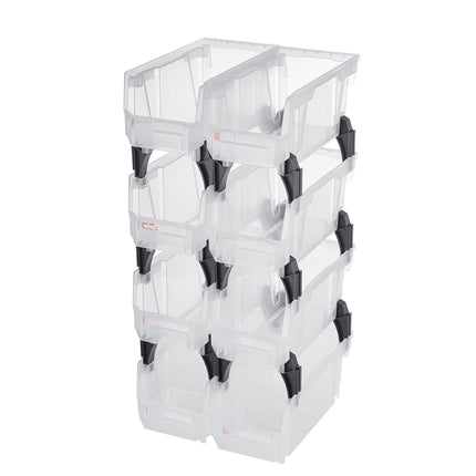 Plastic Stackable Storage Bins, Clear Open-Front, 8 Pack
