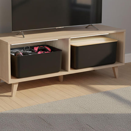 Ensemble de boîtes de rangement en plastique avec couvercle en bambou, empilables