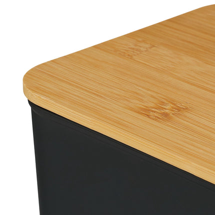 Ensemble de boîtes de rangement en plastique avec couvercle en bambou, empilables
