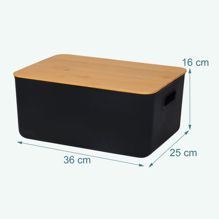 Ensemble de boîtes de rangement en plastique avec couvercle en bambou, empilables