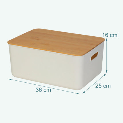 Ensemble de boîtes de rangement en plastique avec couvercle en bambou, organisateurs empilables