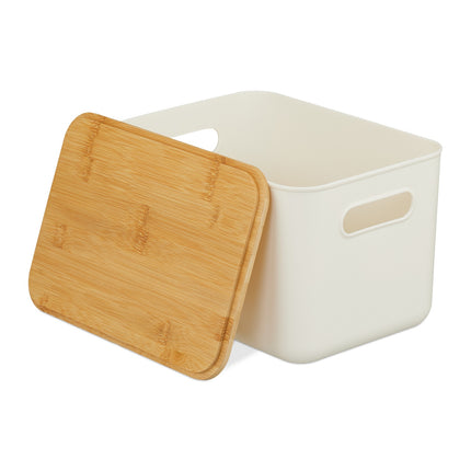 Kunststoff-Aufbewahrungsboxen mit Bambusdeckel, 2er-Set