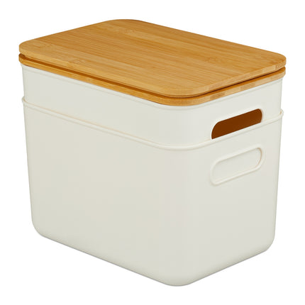 Kunststoff-Aufbewahrungsboxen mit Bambusdeckel, 2er-Set
