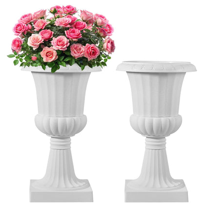 Plastic Urn Planters, 40 x 67 cm, 2-Pack White