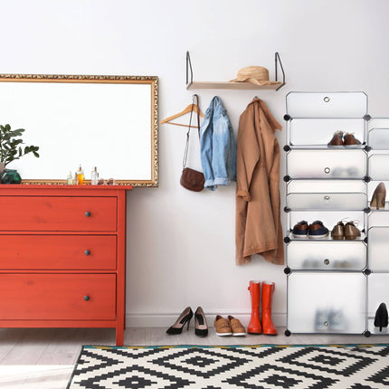 Étagère à chaussures en plastique avec 12 compartiments