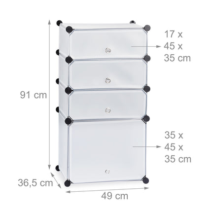 Étagère à chaussures en plastique avec 4 compartiments