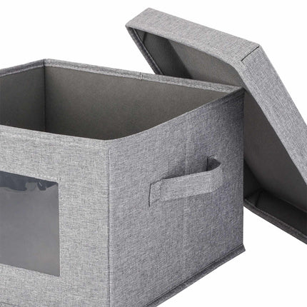 Plate Storage Boxes Set of 2 with 24 Felt Inserts, Grey, 28 cm Plate Diameter