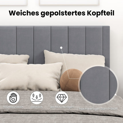 Sommier plateforme pour matelas 200x140 cm, velours gris