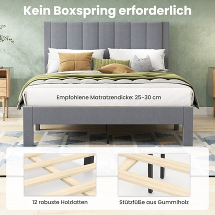 Sommier plateforme pour matelas 200x140 cm, velours gris