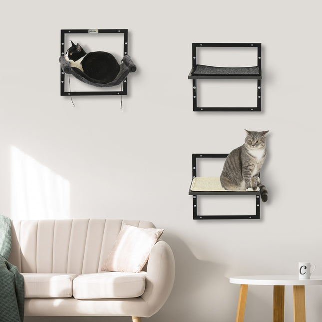 Wandmontierte schwarze Hängemattenplattform für Katzen und Haustiere