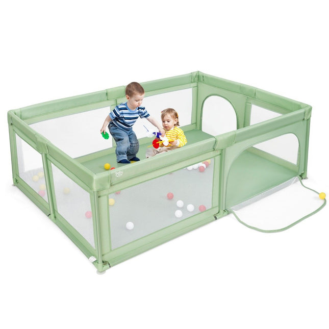 Parc bébé avec 50 balles et 2 portes 205 x 147 x 68,5 cm Vert