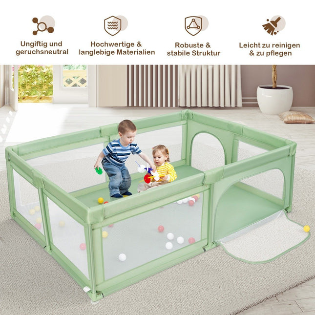 Parc bébé avec 50 balles et 2 portes 205 x 147 x 68,5 cm Vert