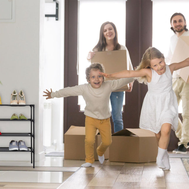 Système enfichable pour étagères à chaussures 4 niveaux
