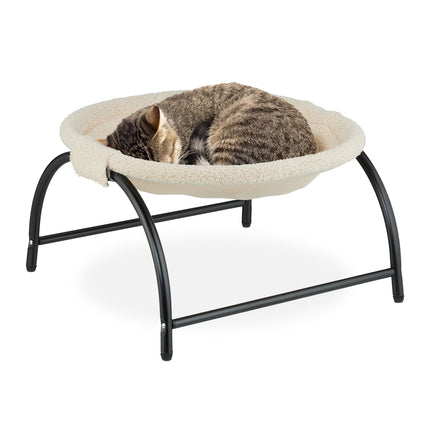 Hamac en peluche pour chat - Cadre surélevé, doux et robuste